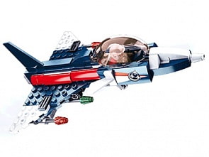 Конструктор – Армия 6 в 1: истребитель с фигуркой, 134 детали (Sluban, M38-B0666F)