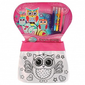 Сумочка для росписи с фломастерами и стразами – Совушки (MultiArt, ST-1506-OWLsim)