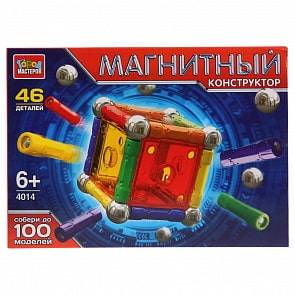Конструктор магнитный - Палочки и шарики, 46 деталей (Город мастеров, DT-4014-R)