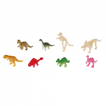 Фигурки из пластизоля Динозавры 5 см, 8 шт + 2 скелета  