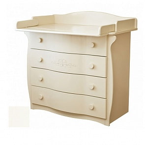 Комод с матрасом Красная Звезда С 265 резьба с инкустрацией стразами №10 Птички, ваниль (Красная Звезда, КЗ-С 265_ваниль)
