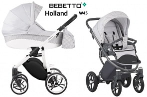 Детская коляска Bebetto Holland New 2 в 1, шасси белый/Bia, цвет - W45 (Bebetto, WB170_W45)