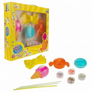 Набор Слайм Тайм надувных мяшек Bubble Gum 4 штуки: бантик, конфета, мороженое, макарун (1toy, Т17818)