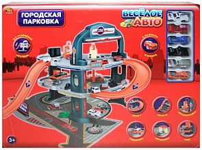 Двухуровневая парковка с машинками серии Весёлые авто (RINZO, PT-00173)
