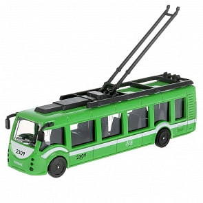 Инерционная металлическая модель – Троллейбус, 15 см (Технопарк, SB-18-10-GN-WB)