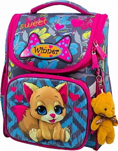 Ранец Winner 2023 с мягкой игрушкой мишка (Winner, 2023)