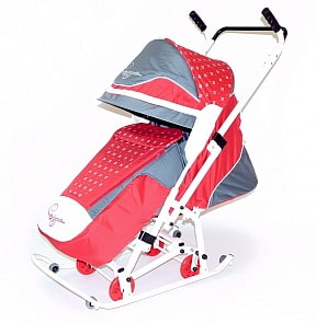 Санки-коляска Скользяшки Мозаика 0933-Р14, цвет – красный, серый, белый (RT, 6228RT)