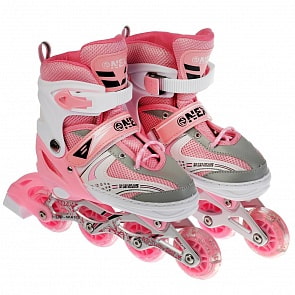 Раздвижные ролики Next со светом размер 34-37 в сумке розовые (Next, C28004-34-37-PINK)