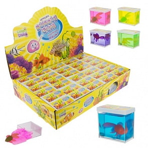 Набор Слайм Тайм - Надувная мяшка Bubble Gum с рыбкой, 5 цветов (1toy, Т17793) (ассортимент)