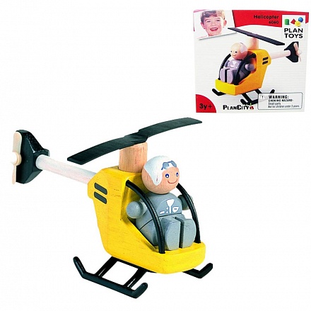 Вертолетик с фигуркой пилота, деревянный 