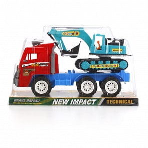 Грузовик инерционный с экскаватором, разные цвета (1611A142) (ассортимент)