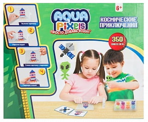 Набор для творчества из серии Aqua Pixels - Космические приключения, 350 квадратных бусин (1toy, Т13080)