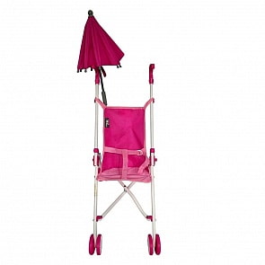 Кукольная прогулочная коляска с зонтиком, цвет фуксия (RT, 5186RT)