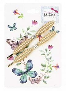 Набор заколок для волос Lukky Fashion – Невидимки с жемчужинками и стразами, 2 штуки (Lukky, Т18448)