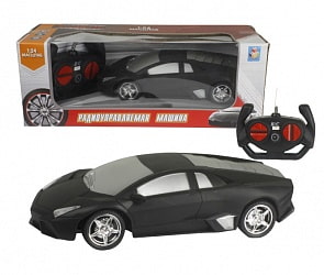 Машина на радиоуправлении Спортавто, 1:24, 20 см, свет, матовый черный (1toy, Т13851)