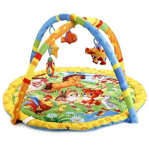 Коврик детский - Домашние животные, с мягкими игрушками на подвеске, в сумке (Умка, B1624522-R1sim)