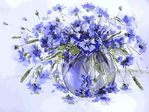 Раскраски по номерам. Картина Василечки-васильки, 30 х 40 см (Белоснежка, 036-AS)