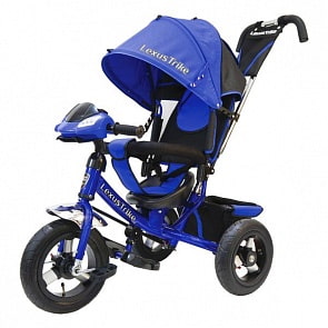 Велосипед 3-х колесный с ручкой управления - Lexus Trike, синий, светомузыкальная панель, надувные колеса диаметром 30 и 25 см (Lexus Trike, 950M2-N1210-BLUEsim)
