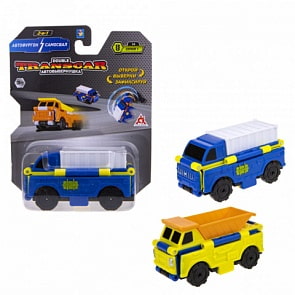 Автовывернушка Transcar 2 в 1: Автофургон – Самосвал, 8 см (1toy, Т18289)