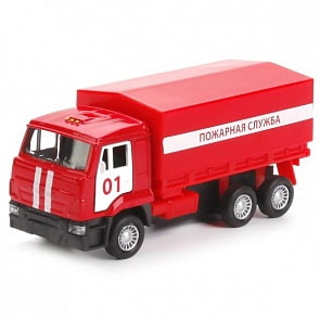 Бортовой КамАЗ  Пожарная служба﻿ со съемным тентом, 12 см (Технопарк, SB-16-89-B1-WB)
