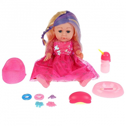 Кукла озвученная Полина 35 см волосы меняют цвет песня АБВГДЙКА пьет писает с аксессуарами 