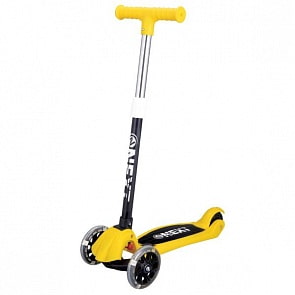 Самокат 3-колесный складной, управление наклоном, колеса пвх светящиеся 120 и 100 мм., желтый (GT-001A-YELLOWsim)