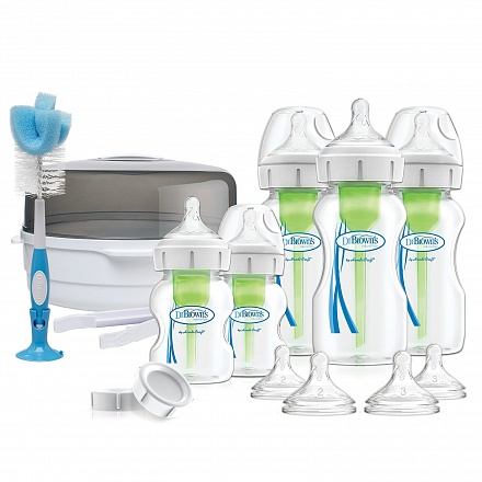 Набор - контейнер для паровой стерилизации с 5 антиколиковыми бутылочками с широким горлышком 
