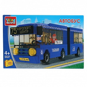 Конструктор - Автобус с гармошкой, с фигуркой, 155 деталей (Город мастеров, 5537-KK)