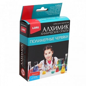 Набор из серии Химические опыты - Полимерные червяки, красный и синий (Lori, Оп-001)