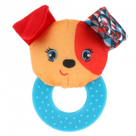 Текстильная игрушка погремушка с кольцом - Умная собачка 
