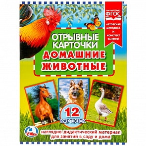 Отрывные карточки – Домашние животные, 12 штук (Умка, 4690590149614sim)