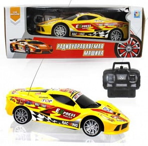 Машина на радиоуправлении Спортавто, 1:24, 20 см, свет, желтая (1toy, Т13846)