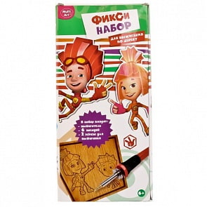 Набор для выжигания Фиксики с аппаратом, 6 насадками и 2 эскизами (Multiart, A02738FIX-Rsim)