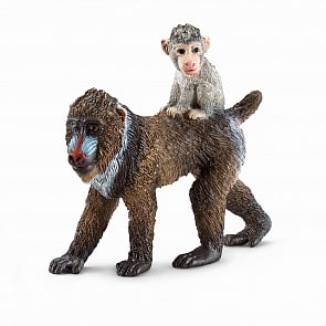 Мандрил, самка с детенышем (Schleich, 14716)