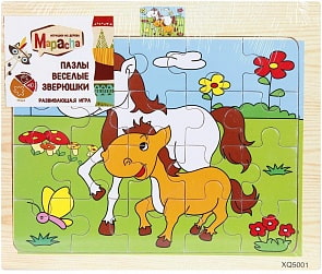 Пазлы - Веселые зверюшки, 20 деталей (Mapacha, 76624) (ассортимент)