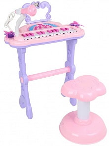 Синтезатор со стулом и аксессуарами, на батарейках, свет, звук (B1787617)