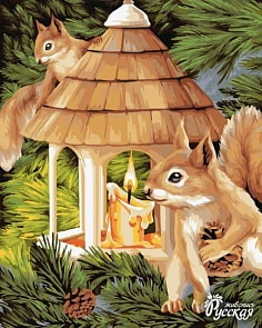 Рисование по номерам на холсте - Братья бельчата, размер 40 х 50 (Фабрика Творчества, L035)