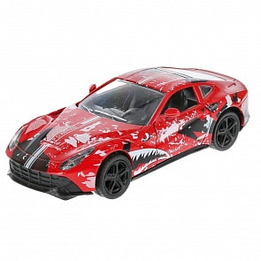 Машина Спорткар, 12 см, свет-звук, открываются двери, инерционный механизм, цвет красный (Технопарк, JL7718-12SLSRT-RD)