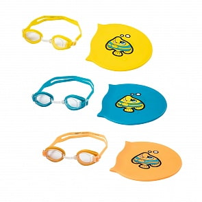Набор для плавания с очками и шапочкой, от 3 лет, 3 цвета (Bestway, бв26026)