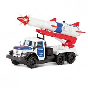 Машина металлическая инерционная ЗИЛ 131 с ракетой - Космос, со световыми и звуковыми эффектами (Технопарк, CT10-001-R-1sim)