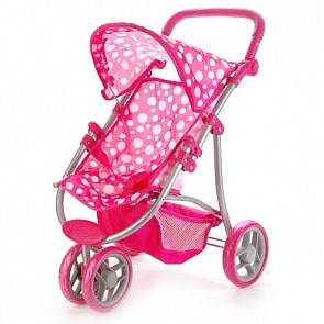 Коляска для кукол металлическая, с регулируемой ручкой, съемным верхом и корзиной (Карапуз, 66HB-C2sim)