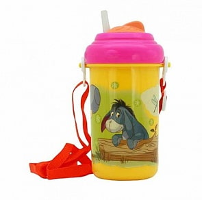 Поильник Медвежонок Винни – Ослик, 360 мл, с трубочкой и ремешком (Lubby, 13601/144/12_Ослик)