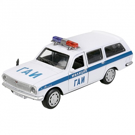 Машина Полиция ГАЗ-2402 Волга 12 см свет-звук двери и багажник открываются металлическая  