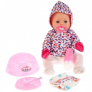 Интерактивная кукла - Пупс, 40 см, 4 функции: пьет, писает, закрывает и открывает глазки, плачет настоящими слезами (Карапуз, BL023S-RU)