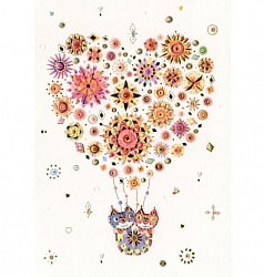 Открытка - Воздушный шар-сердце с котами (Turnowsky, MO6580k)