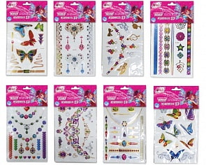 Переводные наклейки тату из серии Winx металлик, разноцветные, 8 видов (1toy, Т58799)