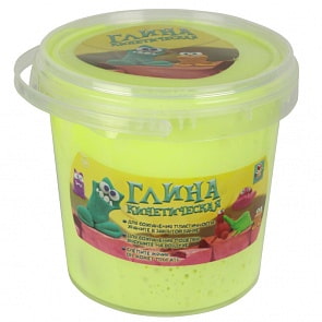 Кинетическая глина, неоново-желтая, банка 200 грамм (1Toy, Т11357а)