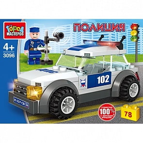 Конструктор Машина ДПС, с фигуркой, 78 деталей (Город мастеров, 3096-KK)