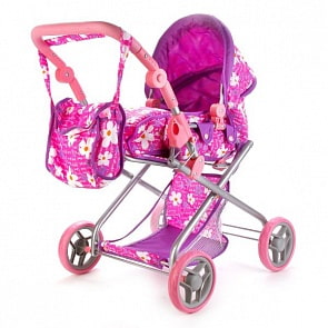 Коляска для кукол с сумкой, переноской и съемным верхом (Карапуз, 63HJ-C3sim)