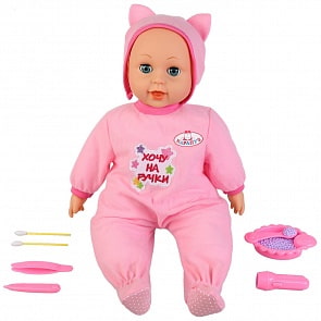 Интерактивный пупс с мягким телом Катюша, 46 см, с набором доктора, 30 стихов и песен А. Барто (Карапуз, 8072-XMY)